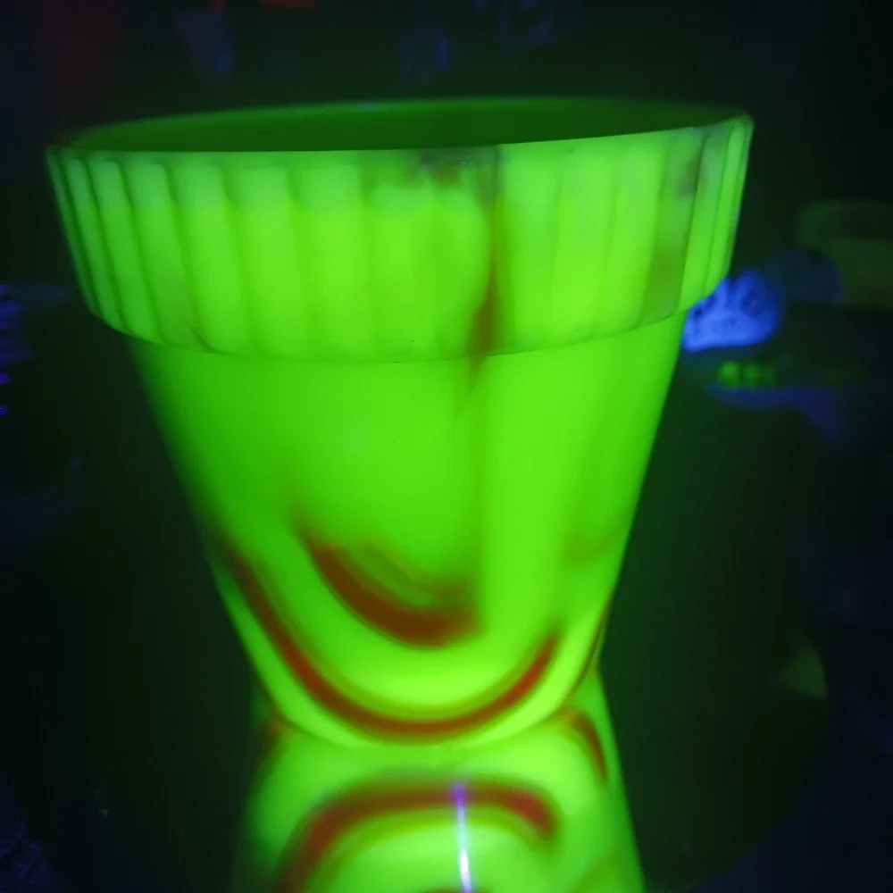 Akro Agate | Large Flower Pot | Uranium Slag Glass 294 Planter 4 inches UV *chip